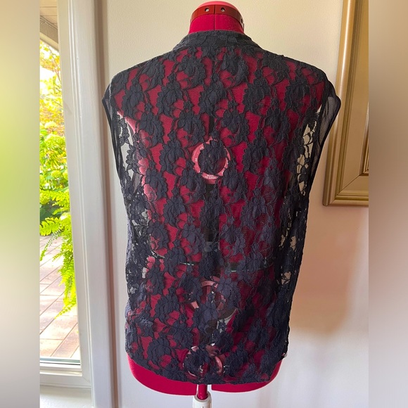 DARK NAVY LACE ALL SAINTS EMBROIDERED TANK TOP - Picture 6 of 12